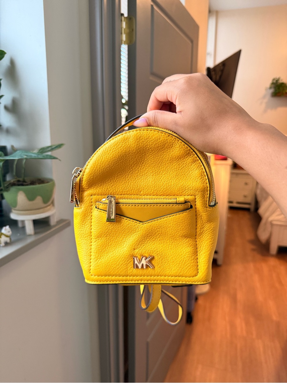 Michael Kors Yellow Pebbled Leather Mini Backpack Crossbody - Picture 6 of 6